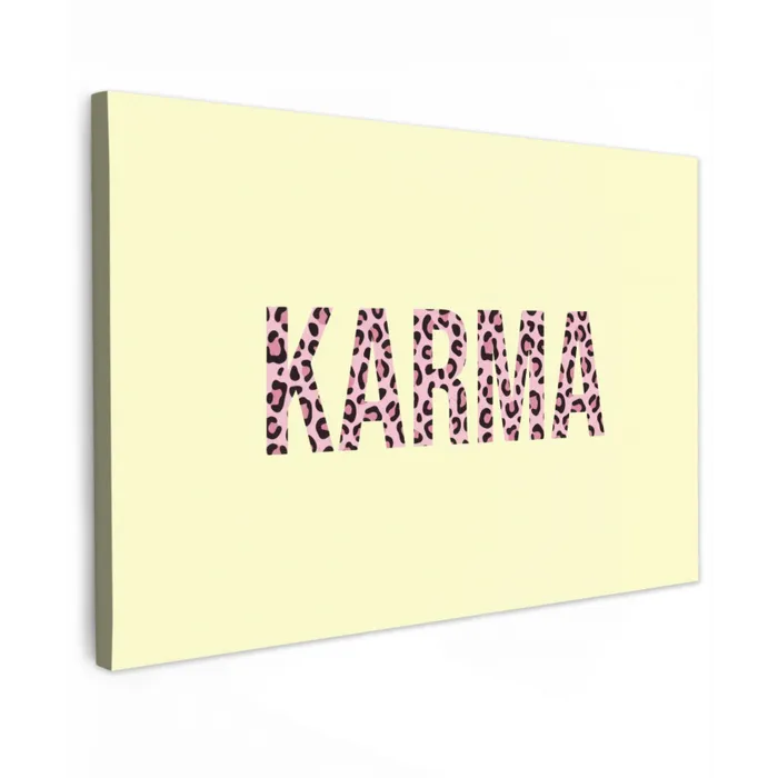 Karma - Luipaardprint - Geel Tuinposter op houten frame 2 cm dik klein -3d