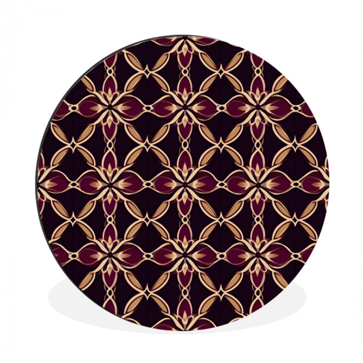 Symmetrisch - Tegel - Burgundy Wandcirkel aluminium klein 190 -3d