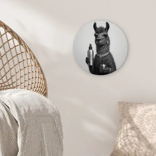 Lama - Flessen - Zwart - Wit Wandcirkel kunststof plaat 5mm dik klein -sfeer5