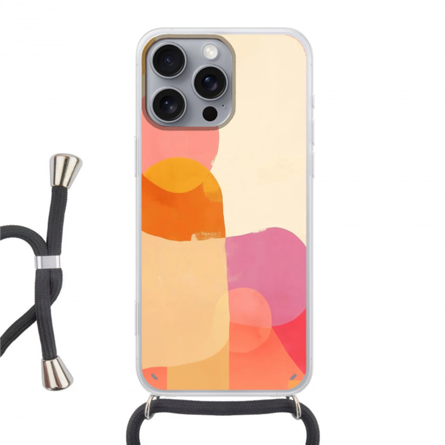 Vormen - Abstract - Kleurrijk Hoesje iPhone 16 Pro Max met koord klein -3d