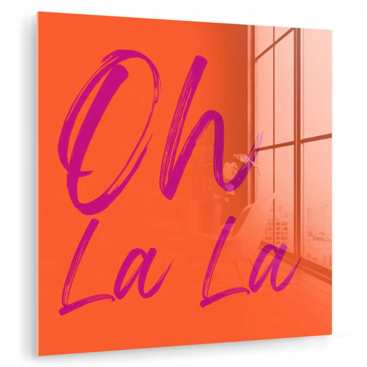 Oh la la - Oranje - Roze - Grafisch plexiglas 5mm klein -zzzproduct_nieuw