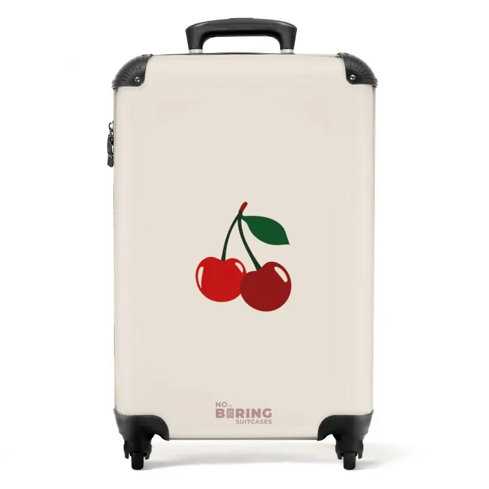 Kers op beige achtergrond NBS - Handbagage koffer - Unisex middel -productfoto_recht