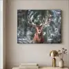 Hert - Winter - Sneeuw - Bos - Natuur - Dier Textielframe zwart klein -sfeer2