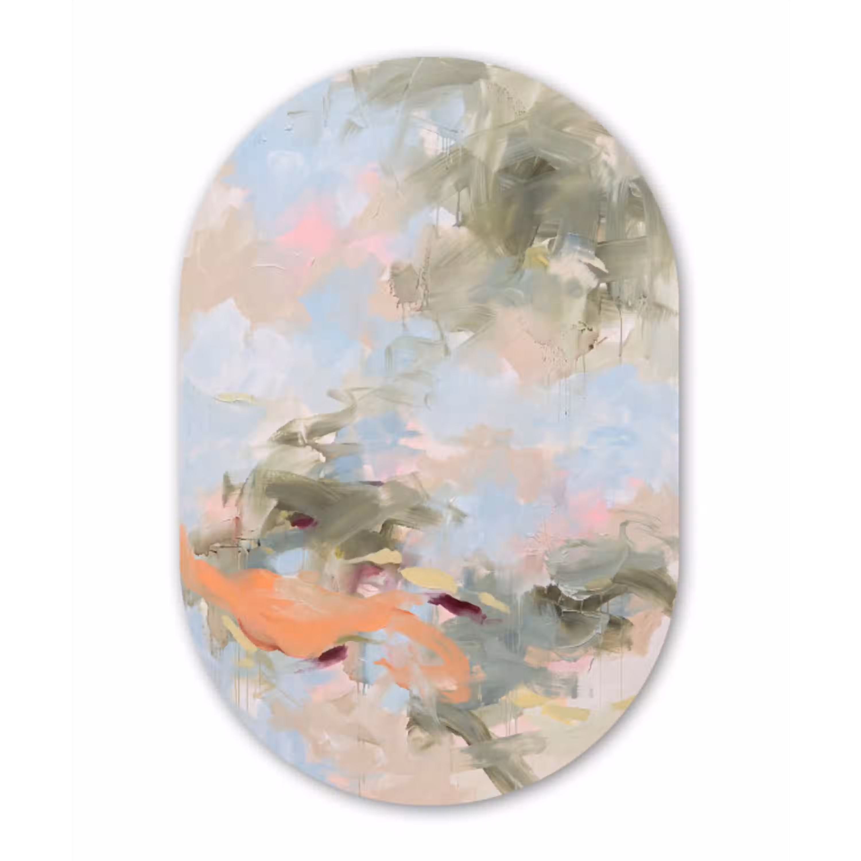 Abstract - Borstelstreken - Kunst - Modern - Pastel Wandcirkel Ovaal Aluminium middel -3d