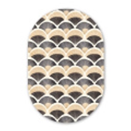 Waaier - Patroon - Zwart - Beige Wandcirkel Ovaal Aluminium middel 839 -3d