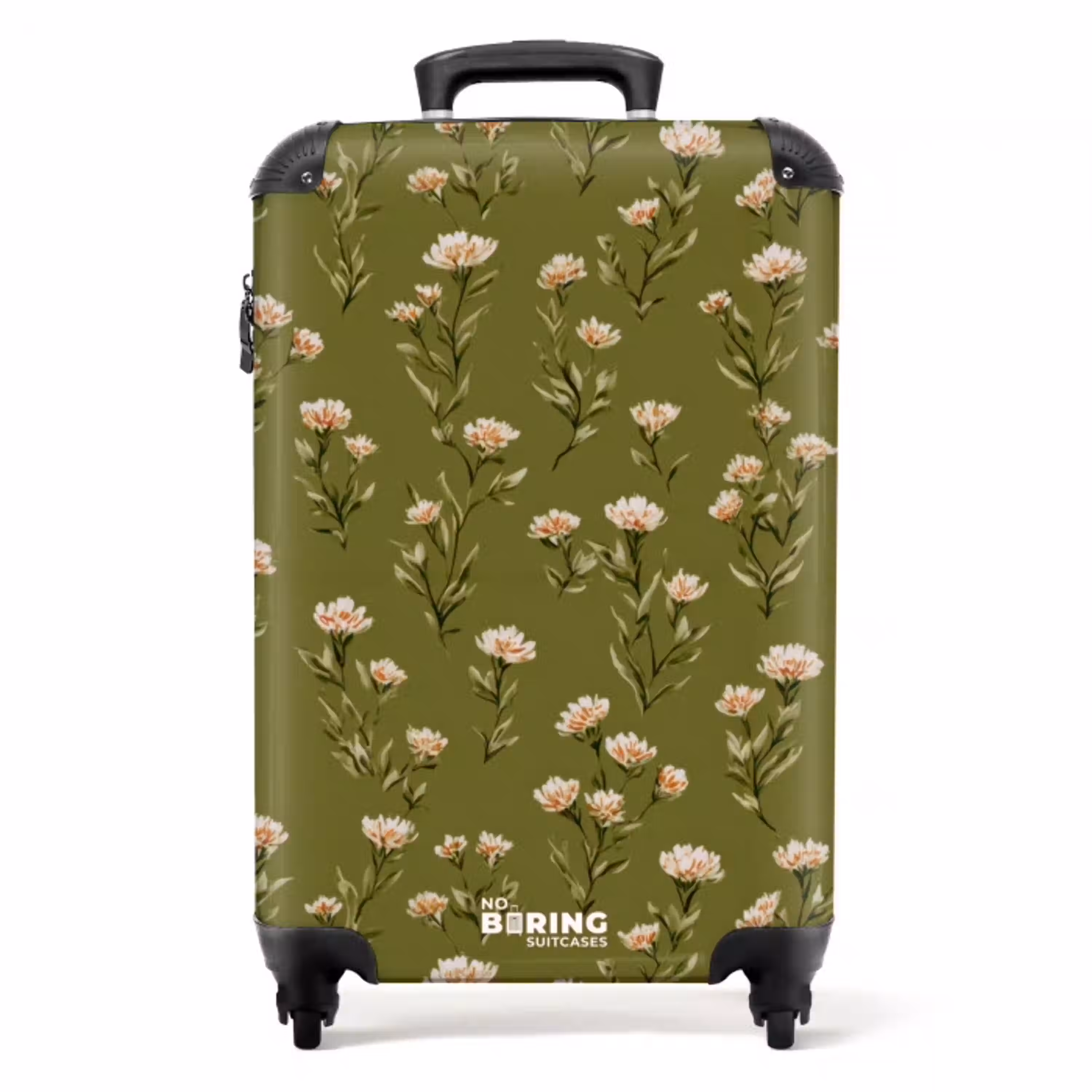 Landelijk - Bloemen -  Groen NBS - Handbagage koffer - Volwassenen Unisex middel -productfoto_recht