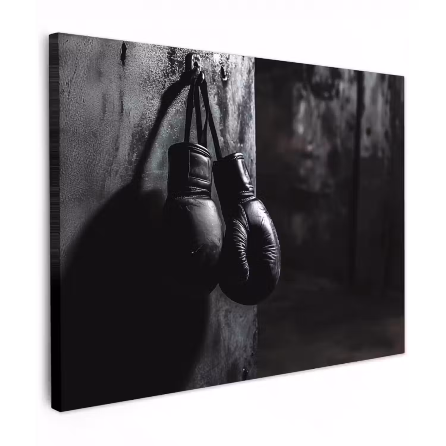 Leinwandbild - Boxhandschuhe - Wand - Dunkel - Schwarz