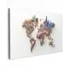 Wereldkaart - Kristallen - Unieke tinten Tuinposter op houten frame 2 cm dik klein -3d