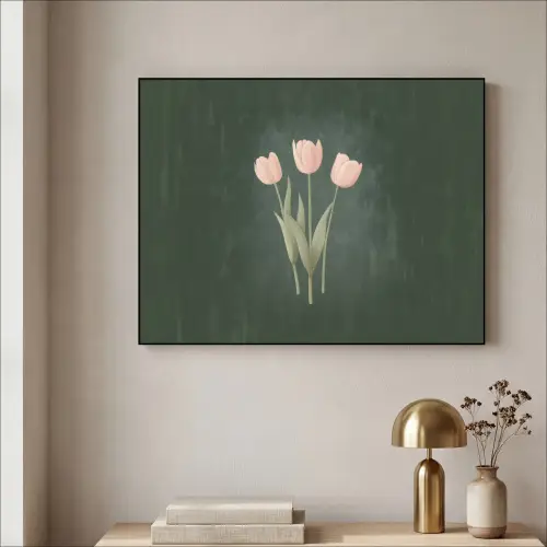 Tulpen - Liefde - Donkergroen Textielframe zwart klein -sfeer2