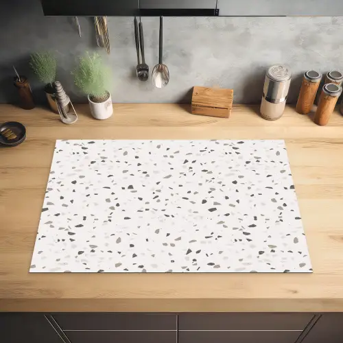 Terrazzo -  Patroon  -  Créme Inductie beschermer vinyl 3mm klein 276 -sfeer5