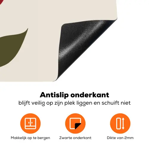 Roos - Rood - Bloem - Valentijn Inductie beschermer vinyl 3mm klein -zzzzzzz-td-onderkant