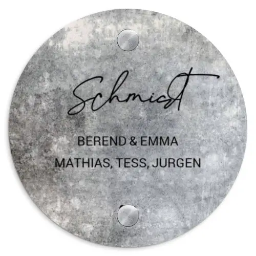 Beton - Sierlijk Naambord Rond klein -3d