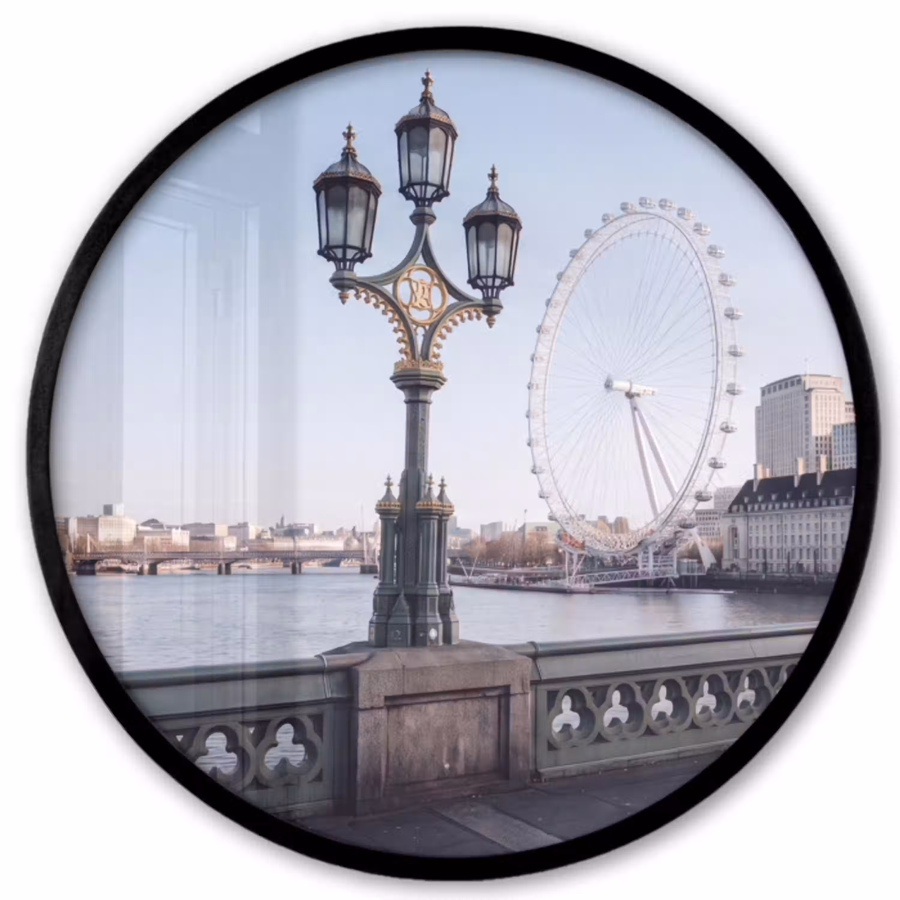 Reuzenrad - Londen - Stad - Architectuur - Brug Fotolijst rond zonder passe partout klein -3d