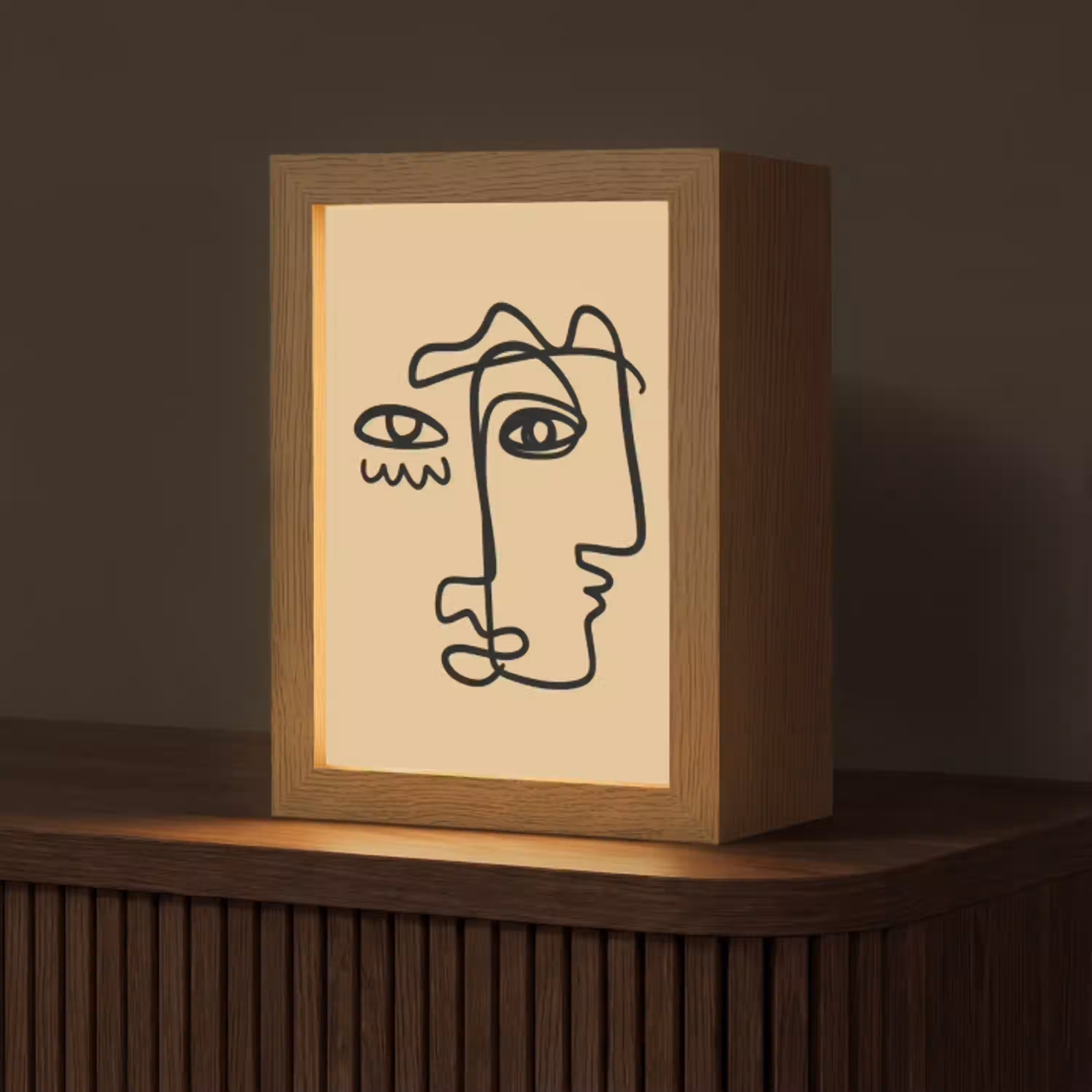 Overlappende profielen - Lichtbruin - Zwart Light Box met kabel (Tafellamp) klein -z3d_website