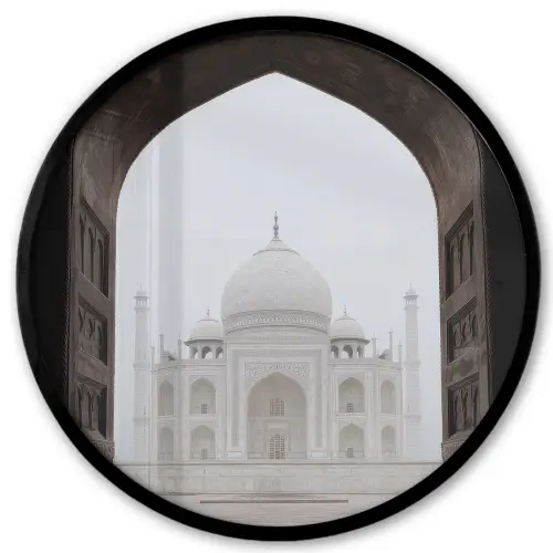 Poort - Symmetrische koepel - Minaretten - Moskee Fotolijst rond zonder passe partout klein -3d