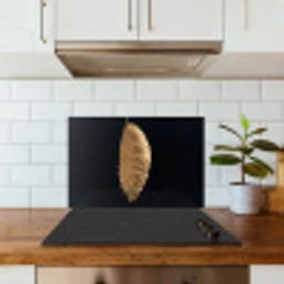 Bladeren - Zwart - Goud - Luxe - Natuur keuken achterwand spatscherm klein -sfeer2