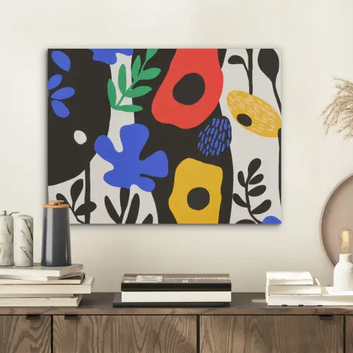 Bloemen - Bladeren - Abstract - Zwart PET vilt klein -sfeer1