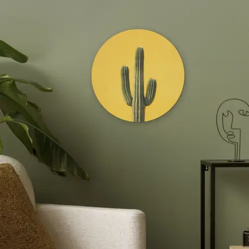 Cactus - Groen - Minimalistisch Akoestische PET Vilt - Rond klein -sfeer2