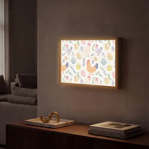 Patroon - Kip - Paaseieren Light Box met batterij (Wandlamp) middel -sfeer1