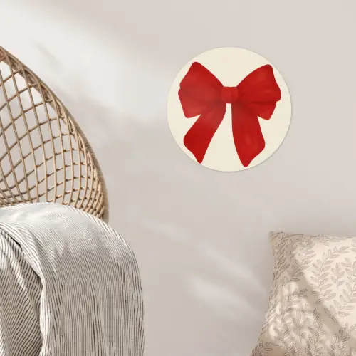 Strik - Symmetrisch - Rood - Lint Wandcirkel behangsticker klein -sfeer4