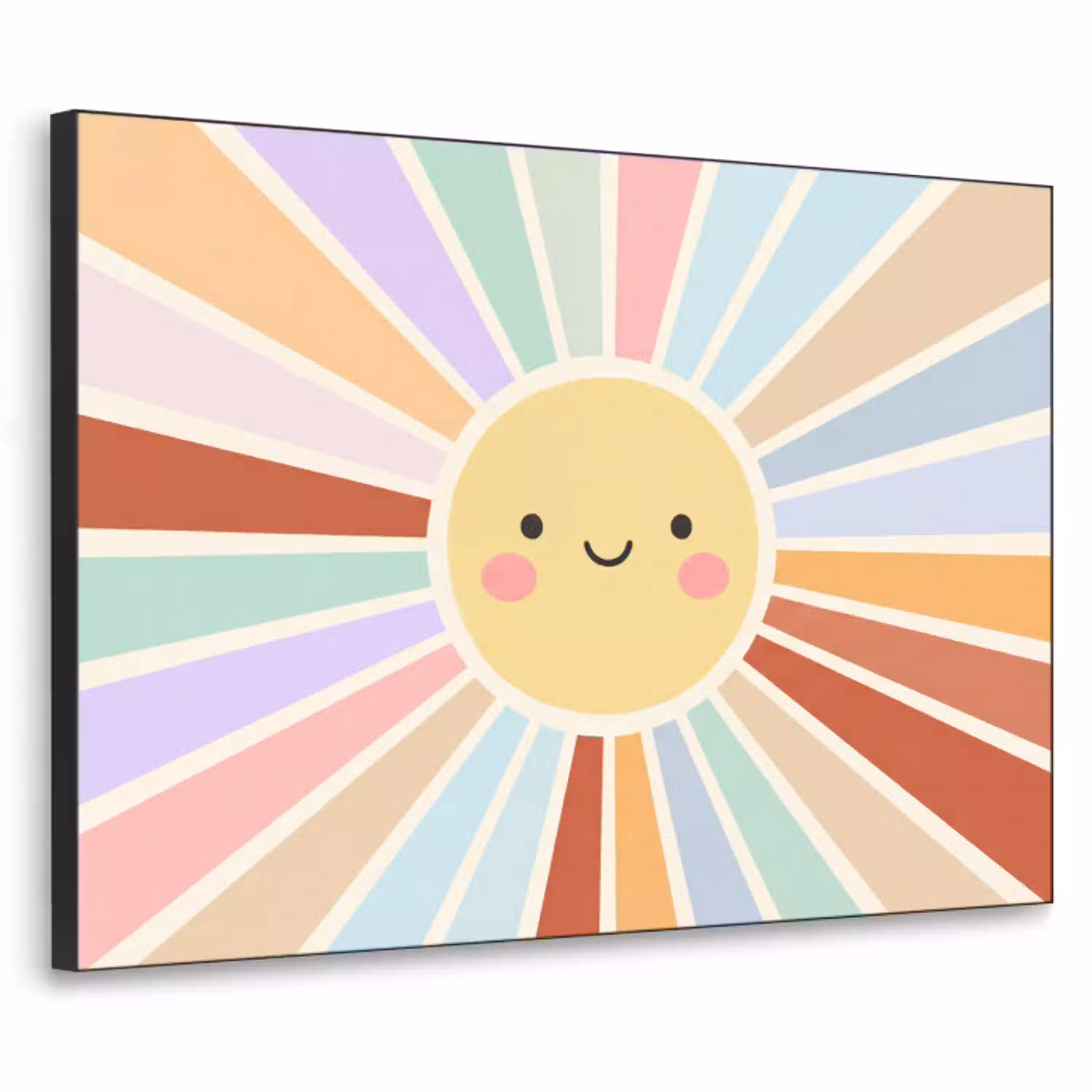 Zon - Stralen - Vrolijk - Kleurrijk - Abstract Textielframe zwart klein -3d