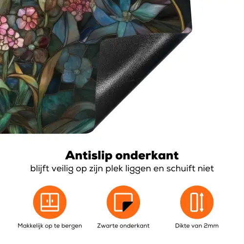 Libelle - Mozaïek - Bloemen - Kleurrijk Inductie beschermer vinyl 3mm klein -zzzzzzz-td-onderkant