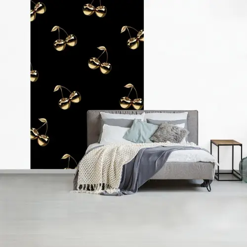 Patroon - Kersen - Goud - Chrome fotobehang vinyl groot -slaapkamer