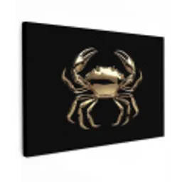 Goud - Krab - Dieren - Zwart Tuinposter op houten frame 2 cm dik klein -3d