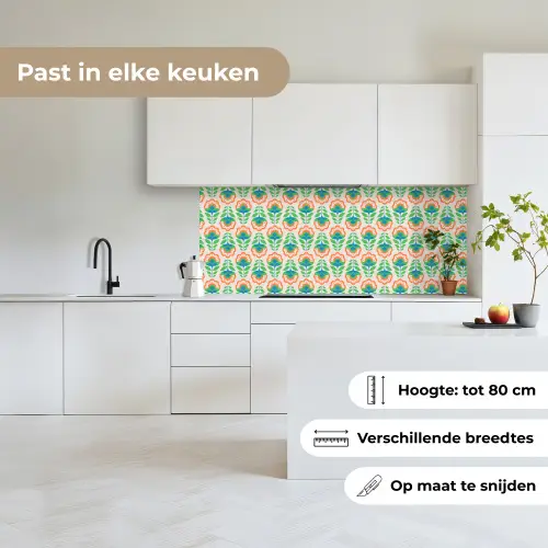 Retro - Bloemen - Design - Groen - Oranje keuken achterwand 2 middel 871 -sfeer4_NL