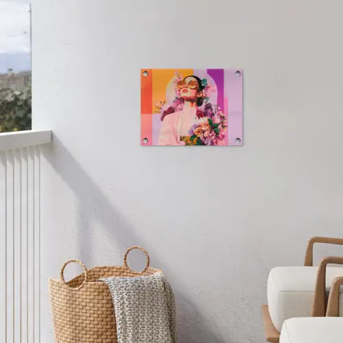 Portret - Vrouw - Abstract - Bloemen tuinposter los doek klein -sfeer8