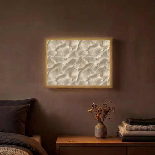 Waaierstructuren - Beige - Vezeltextuur Light Box met batterij (Wandlamp) middel 907 -sfeer4
