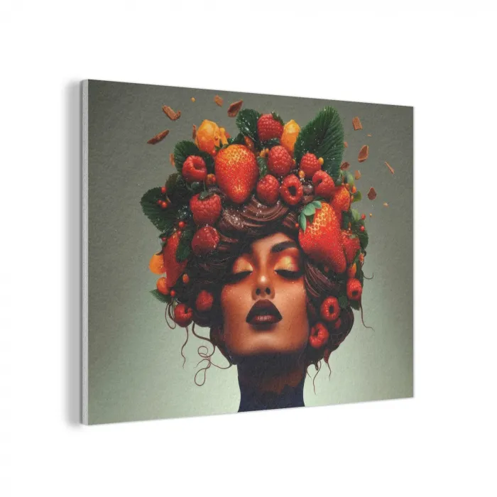 Vrouw - Chocolade - Frambozen - Aardbeien - Koekjes PET vilt klein -3d