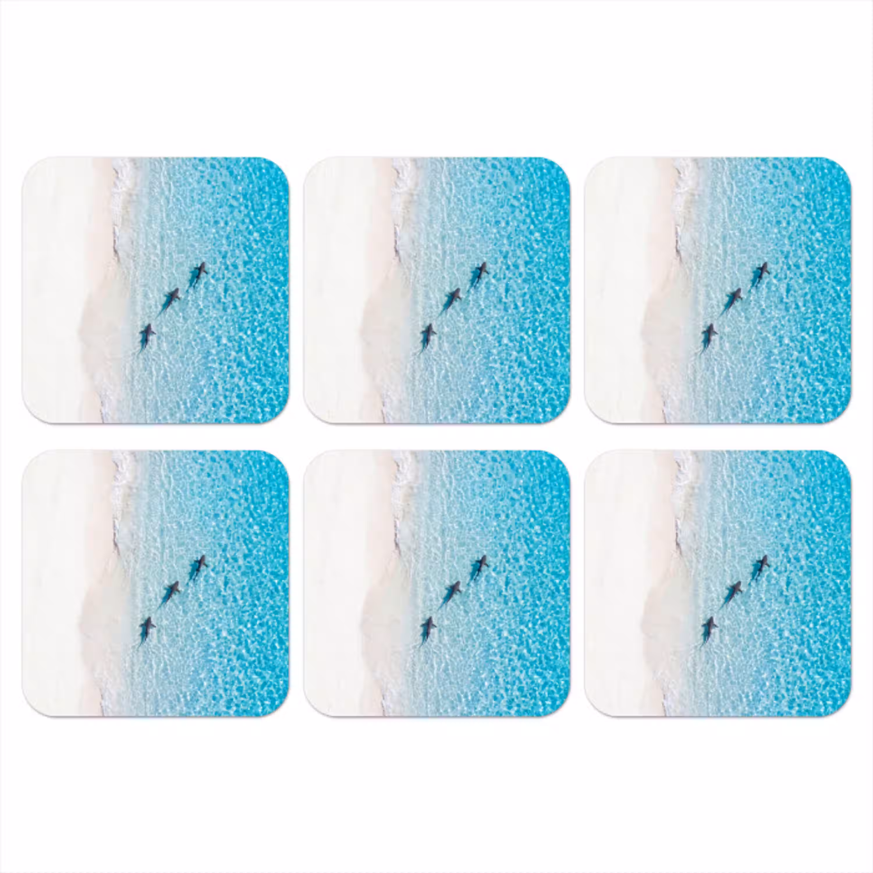 Vis - Oceaan - Strand - Turquoise - Natuur onderzetter kurk middel -3d