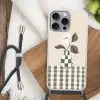 Vaas - Geruit - Groen - Bloem Hoesje iPhone 16 Pro Max met koord klein -sfeer4