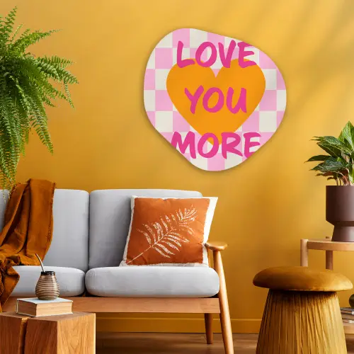 Valentijn - Love - Roze - Oranje Wandcirkel Organisch Plexiglas middel -sfeer4