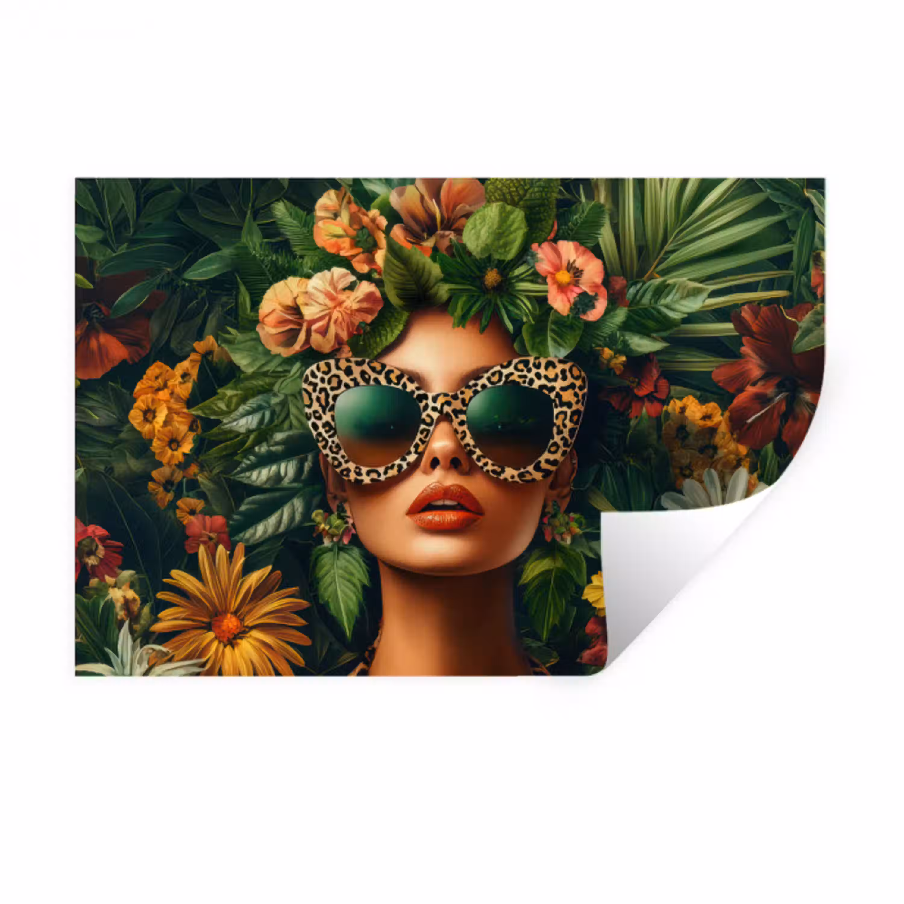 Vrouw - Panterprint - Jungle - Natuur - Luxe Muursticker klein -3d