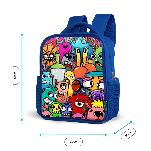 Monster met 1 Oog Kinderrugzak - Blauw middel -productfoto_formaten