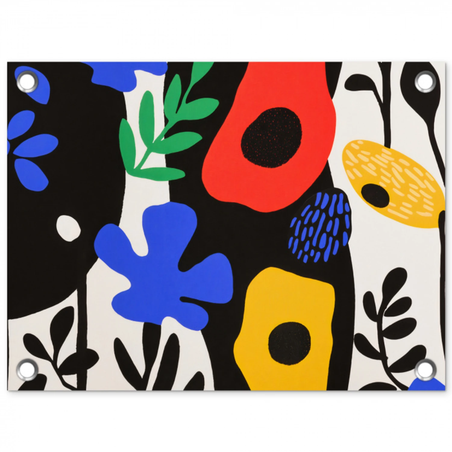 Bloemen - Bladeren - Abstract - Zwart tuinposter los doek klein -3d