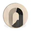 Grafisch gebogen motief - Beige Wandcirkel aluminium klein -3d