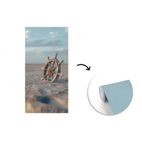 Scheepsstuur - Hout - Bruin - Zand fotobehang vinyl groot -3d