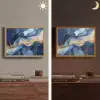 Marmer - Blauw - Goud - Abstract Light Box met batterij (Wandlamp) middel -sfeer3
