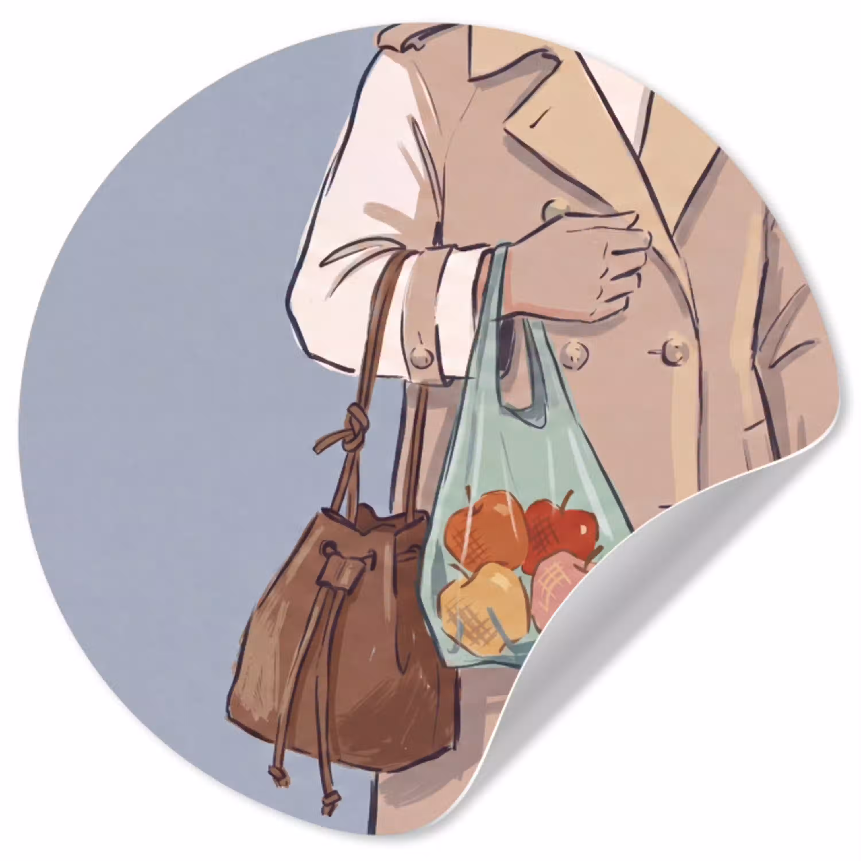 Mensen - Boodschappen - Stadsleven - Modern - Kleurrijk Wandcirkel behangsticker klein -3d
