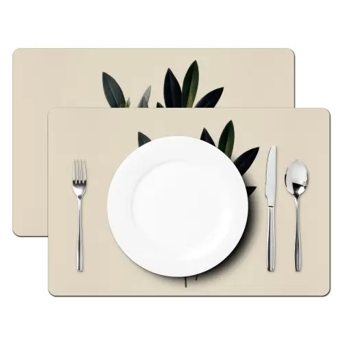 Ovaalvormige bladeren - Diep groen - Symmetrisch Placemat vinyl groot -zzsfeer2_Kitchenyeah-website