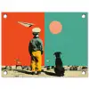 Retro - Jongen - Hond - Rood - Groen tuinposter los doek klein -3d