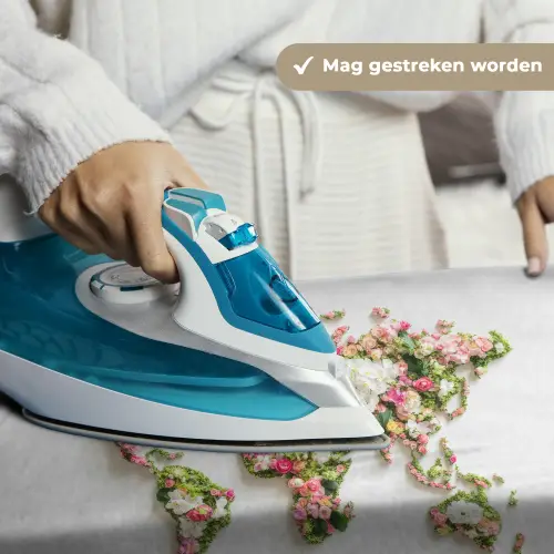 Wereldkaart - Bloemen - Subtiel Wandkleed katoen klein -sfeer9