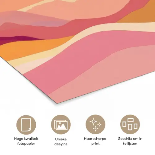 Bergen - Abstract - Zonnestralen - Roze poster papier klein -closeup_NL