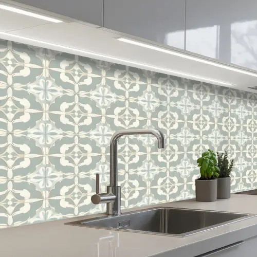 Klassiek - Pastel - Bloemaccent keuken achterwand 2 middel 871 -3d_schuin