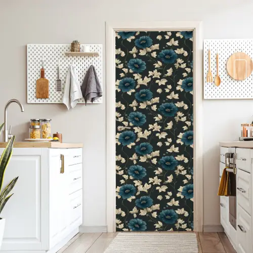 Botanisch - Bloemen - Blauw deurposter klein 289 -sfeer5