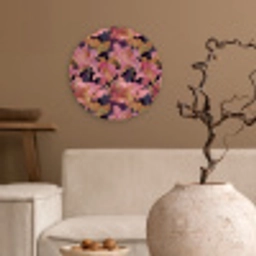 Lelies - Patroon - Roze - Goud Wandcirkel kunststof plaat 5mm dik klein 188 -sfeer1