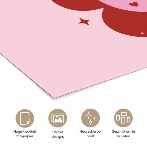Bloem - Roze - Hartjes poster papier klein -closeup_NL